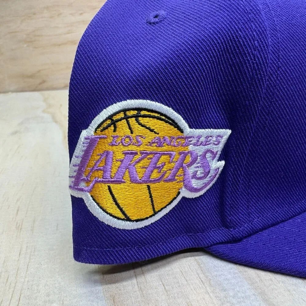 NEW Los Angeles Lakers Mitchell Ness HWC Basic Liberty Fitted Hat Cap Sz 8